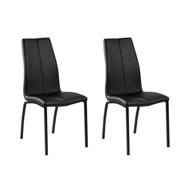 4 x Amin matstol svart PU-läder och svart underrede i metall.