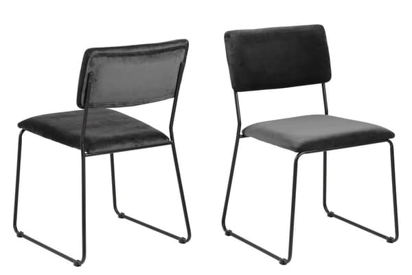 2 x Corcica matstol mörkgrå; svart metall.
