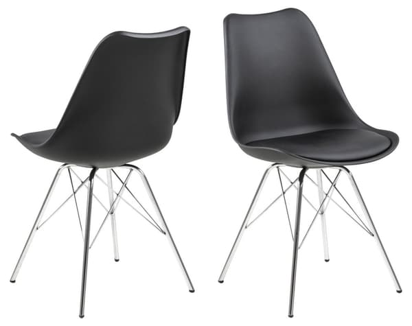 4 x  Erin spisestuestol sort, krom.