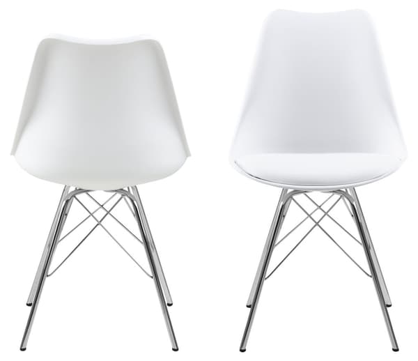 4 x  Erin spisestuestol hvid, krom.
