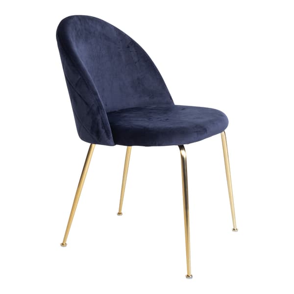 2 x Geles spisestuestol blå velour, ben i messing look.