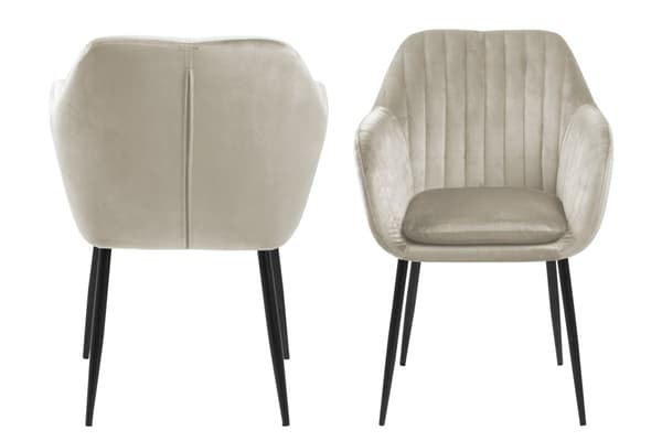 Emilia spisestuestol med armlæn, velour brun.