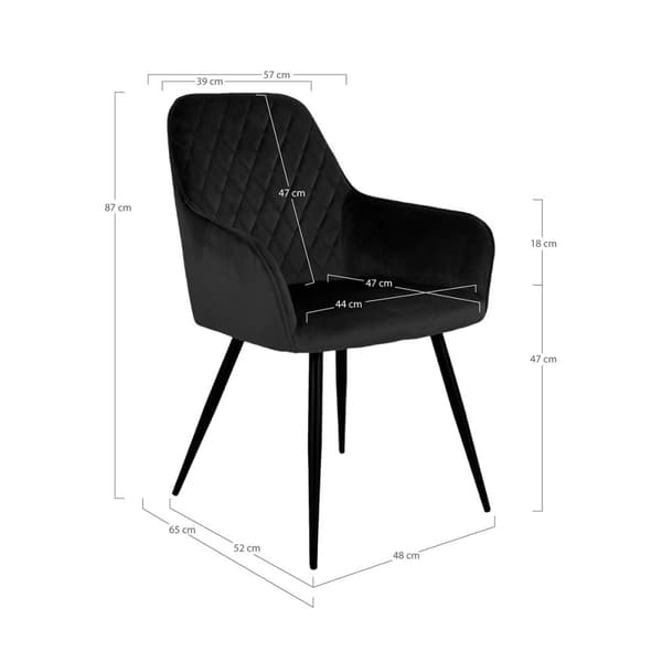 2 x Harbo spisestuestol sort velour, sort.
