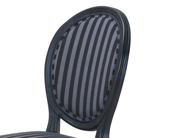 2 x Rokokko/Amaretta spisestol i antikk svart med svart stripet stoff.