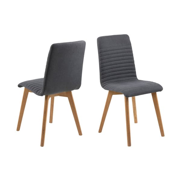 2 x Aron spisestuestol stoff i antrasitt grå, med ben i massiv oljebehandlet eik.