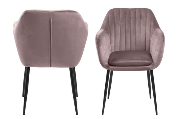Emil spisestuestoler dusty rose, metall svart.