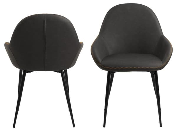 2 x Chris spisestuestoler med armlener grå.