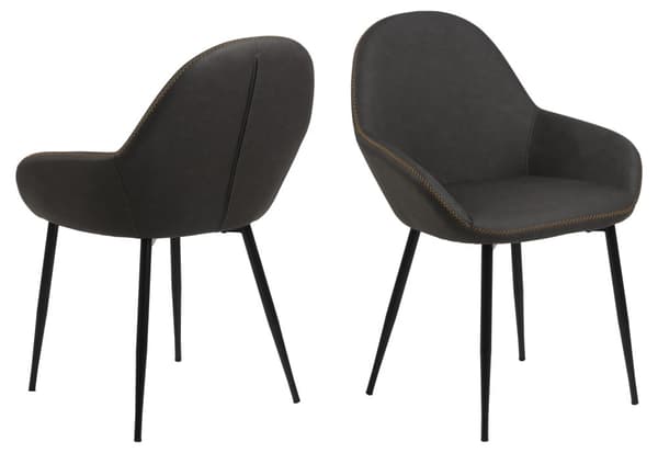 2 x Chris spisestuestoler med armlener grå.