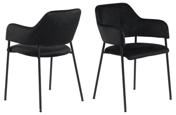 2 x Lisa spisestuestoler med armlener svart.