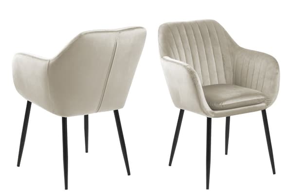 Emilia spisestuestoler med armlener, velour brun.