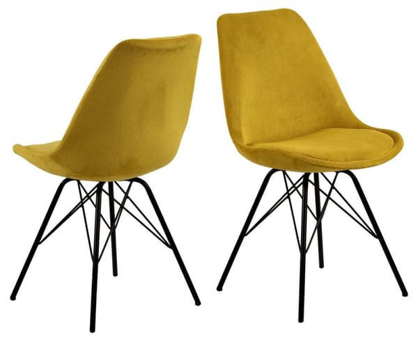 2 x Eris spisestuestoler fløyel gul.