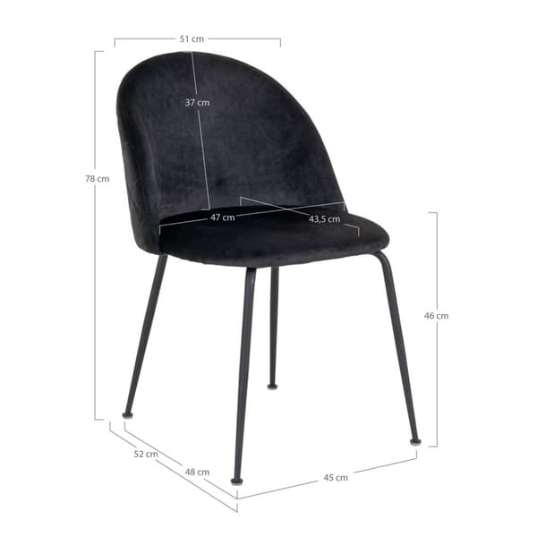 2 x Geneve spisestuestoler svart velour, svart.