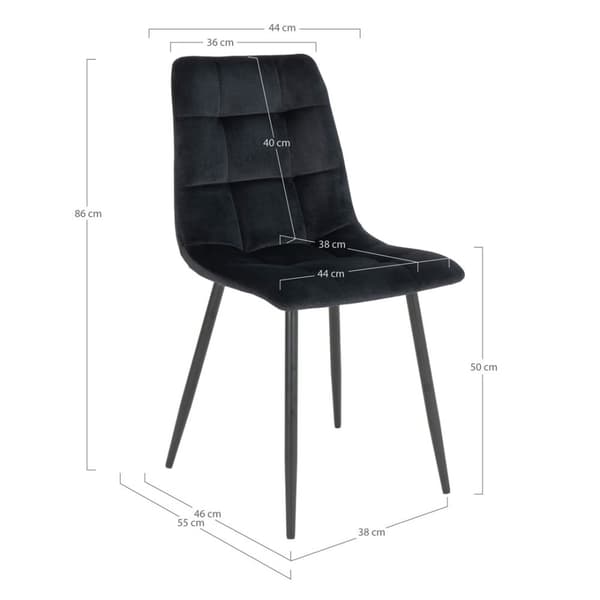2 x Middelfart spisestuestoler velour svart, svart.