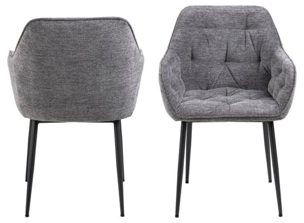 2 x Brooke spisestuestoler med armlener grå.