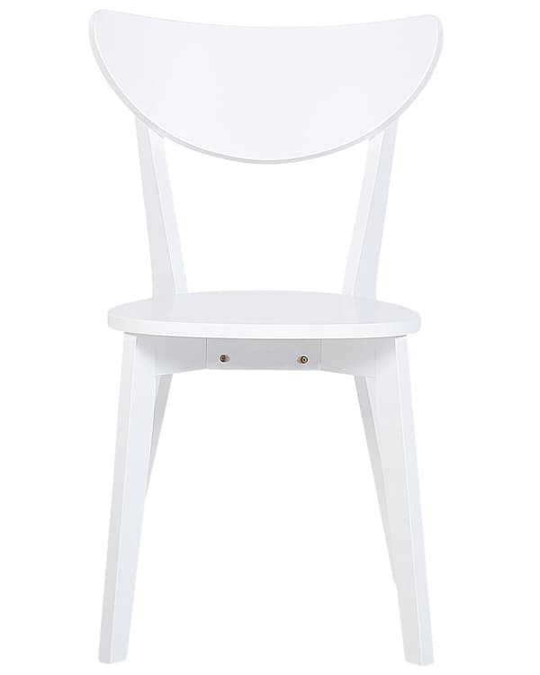 Set med 2 Matstolar Vit MDF Sits Gummiträ Ben Armstödslös Kurvat Ryggstöd