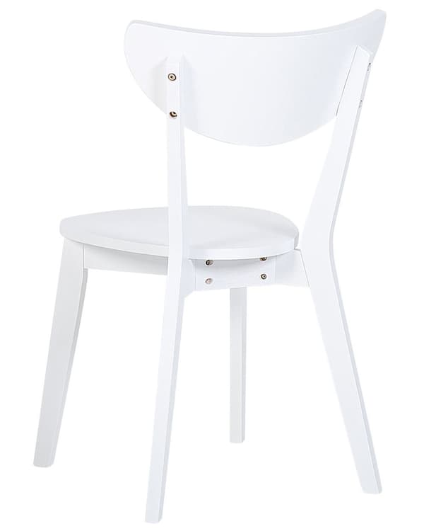 Set med 2 Matstolar Vit MDF Sits Gummiträ Ben Armstödslös Kurvat Ryggstöd