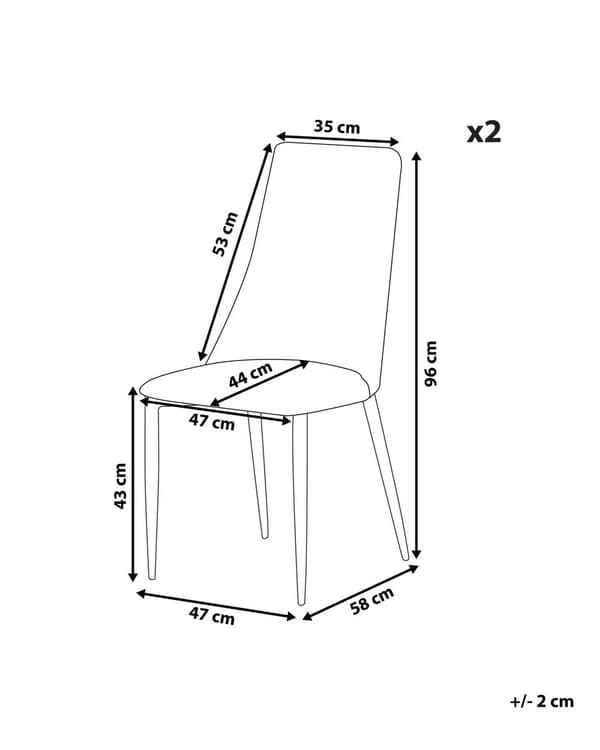 Set med 2 matstolar Ljusgrå Konstläder Stålben Hög rygg Modern design