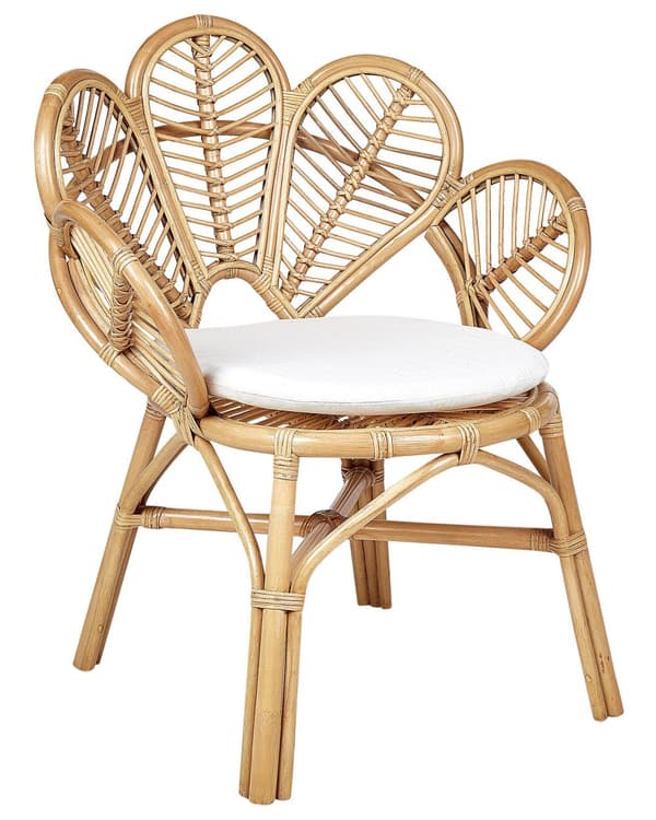 Beige påfuglelænestol rattan havesædehynde i bomuld boho