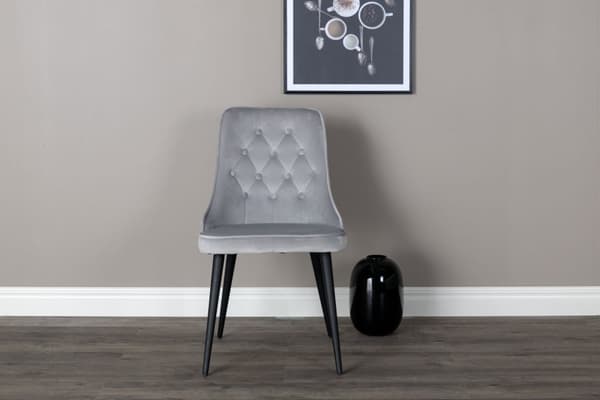 2 x VelvetDeluxe spisestuestoler velour lysegrå.