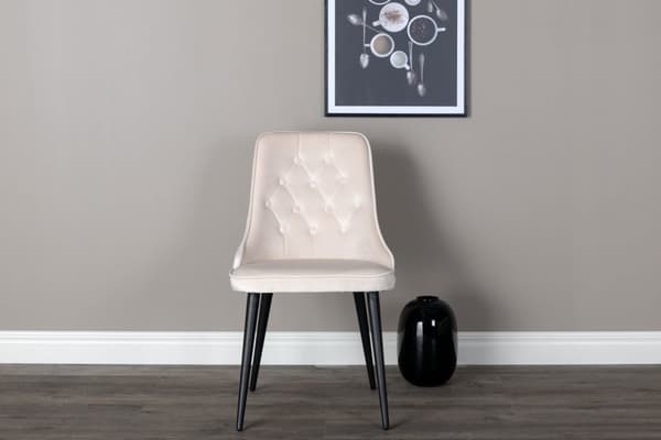 2 x VelvetDeluxe spisestuestoler velour beige, svart.