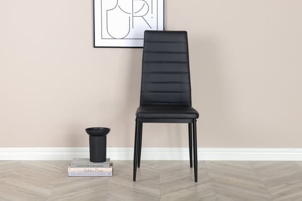 2 x  Slim spisestuestol PU kunstlæder sort.