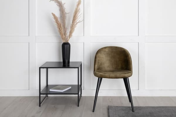 2 x  Velvet spisestuestol velour grøn, sort.