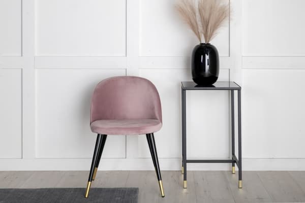 2 x Velvet matstol velour rosa, svart, mässing look.