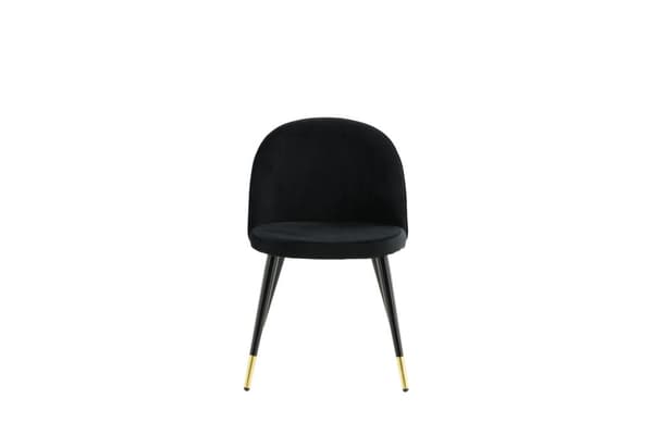 2 x  Velvet spisestuestol velour, sort, messing dekor.