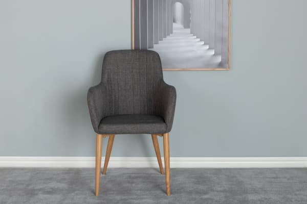 2 x Comfort spisestuestol grå, eg dekor.