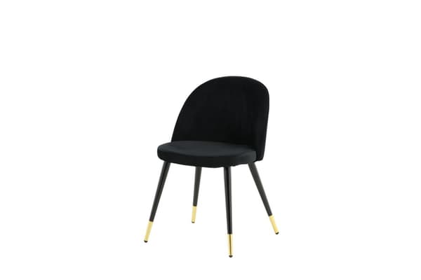 2 x Velvet spisestuestoler velour svart, messing dekor.
