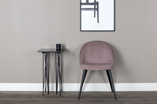 2 x Velvet spisestuestoler fløyel rosa, svart.