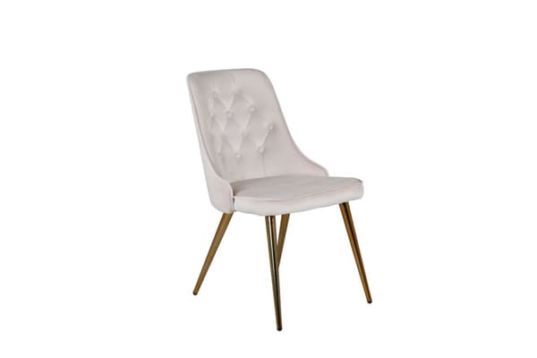 2 x VelvetDeluxe spisestuestoler velour beige, messing dekor.