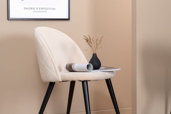 2 x Velvet spisestuestol velour beige.