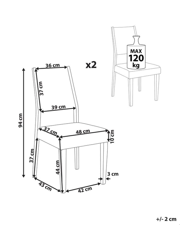 Set av 2 Matstolar Mörk trä Gummiträ Modern Traditionell Design