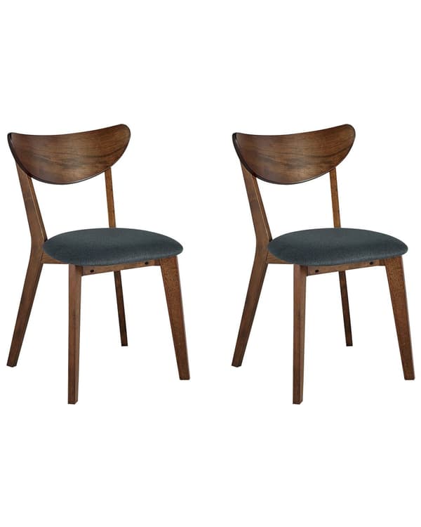 Tuoli tumma puu harmaa 46 x 80 x 46 cm kumipuu kangas MDF-levy 2 kpl käsinojaton perinteinen moderni