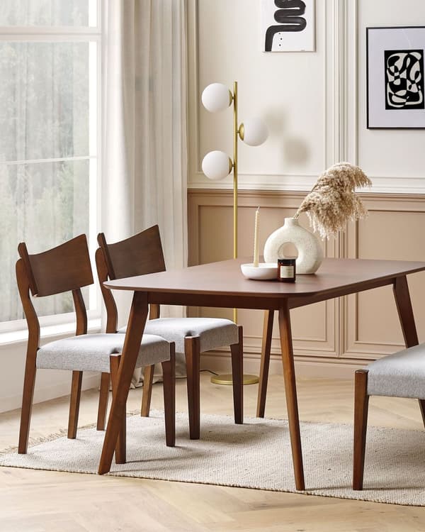 Tuoli tumma puu harmaa 50 x 87 x 50 cm puu kangas MDF 2 kpl perinteinen moderni