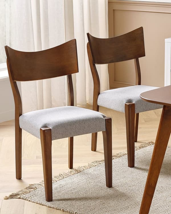 Tuoli tumma puu harmaa 50 x 87 x 50 cm puu kangas MDF 2 kpl perinteinen moderni