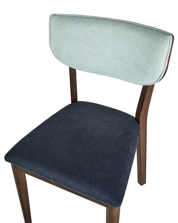 Set med 2 matstolar Mörkt gummiträ Blå Tyg Utan armstöd Retro Traditionell Stil