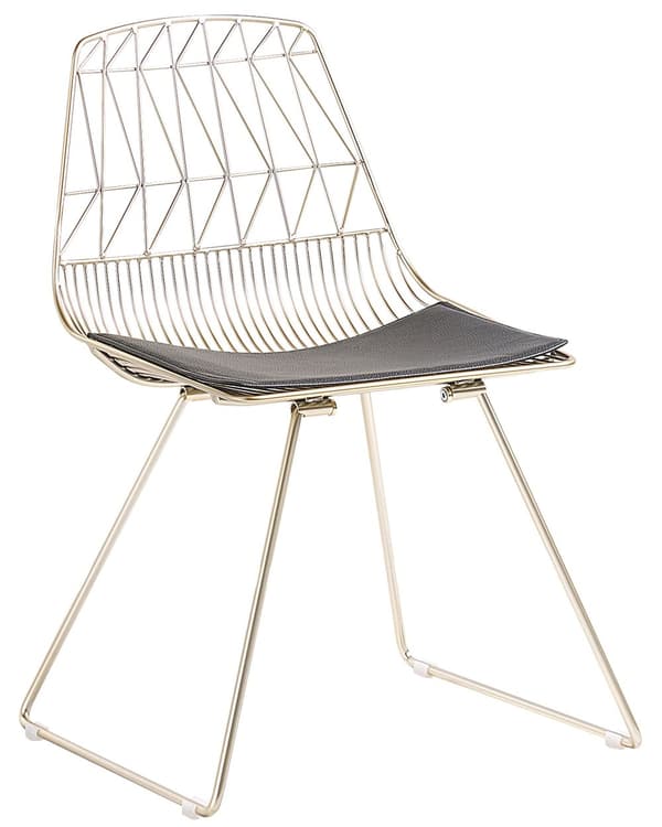 Sett med 2 Spisestoler Gull Metallramme Sete Kunstskinn Geometrisk ryggstøtte Moderne industriell design
