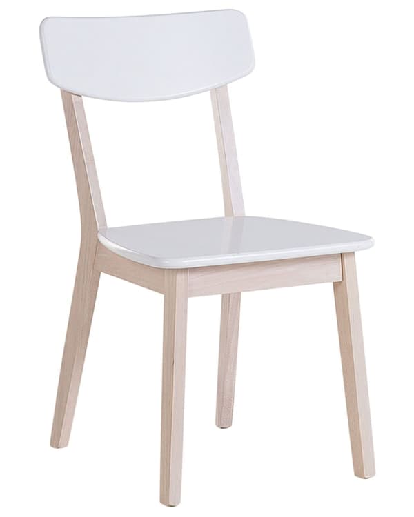 Sett med 2 spisebordsstoler i hvitt med ben i lyst tre Moderne retrostil
