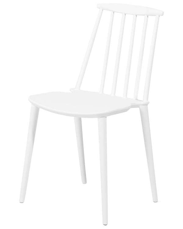 Sett med 2 Spisestoler Hvit Syntetisk Materiale Lamellrygg Armløs Tradisjonell Design