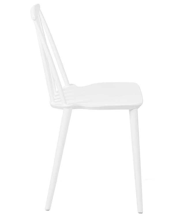 Sett med 2 Spisestoler Hvit Syntetisk Materiale Lamellrygg Armløs Tradisjonell Design
