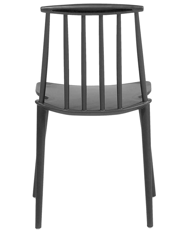 Sett med 2 Spisestoler Svart Syntetisk Materiale Lamellrygg Armløs Tradisjonell Design