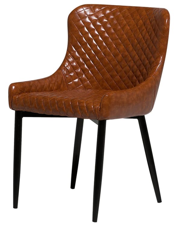 Sett med 2 Spisestoler Brunt Kunstskinn Møbelpolstring Glam Eklektisk Stil