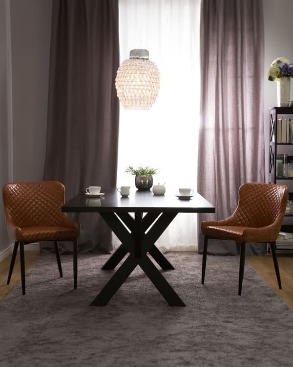 Sett med 2 Spisestoler Brunt Kunstskinn Møbelpolstring Glam Eklektisk Stil