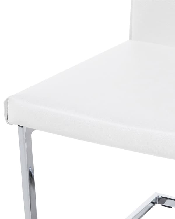 Sett med 2 spisebordsstoler Hvit kunstskinnpolstret Cantilever Sølvben Armløs Moderne Design