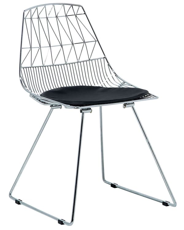 Sett med 2 Spisestoler Sølv Metallramme Sete Kunstskinn Geometrisk ryggstøtte Moderne industriell design