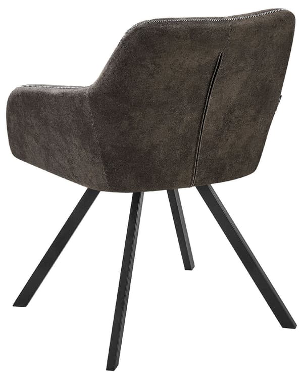 Sett med 2 spisestuestoler i grått stoff med armlene Vattert ryggstøtte Svarte metallben Retro Overgangsstil
