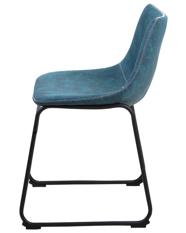Sett med 2 spisestoler Blå Stoff Polstret Svarte ben Moderne Retro Spisestue Kjøkken