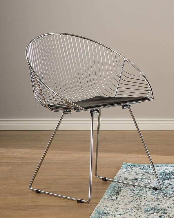 Sett med 2 Spisestuestoler Sølv Metallramme Svart Imitert Skinnsete Moderne Industridesign